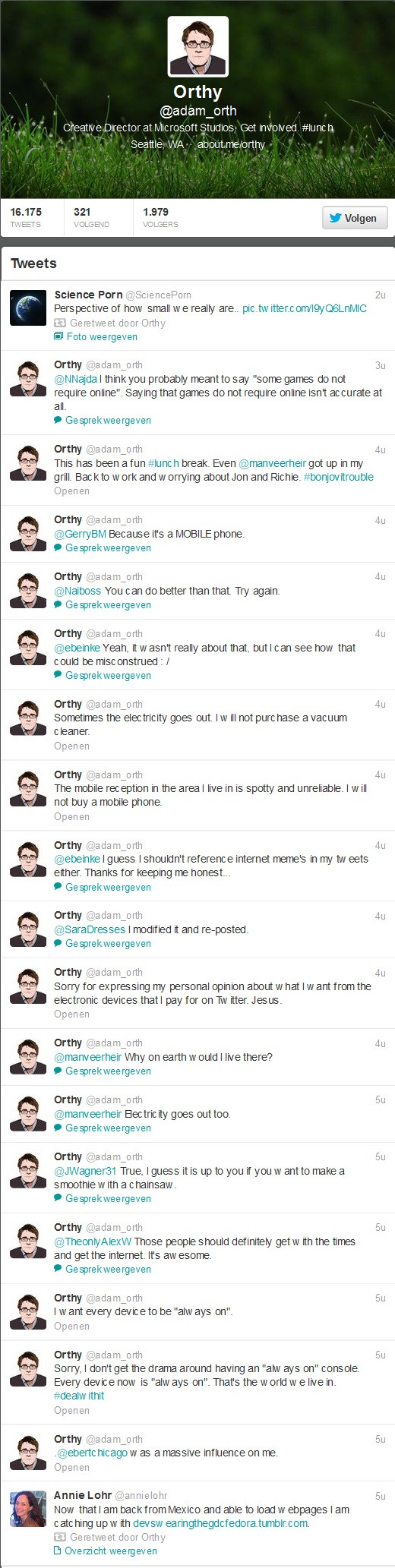 Image: Adam Orth's Twitter feed, insulting his customers' intelligence and his own